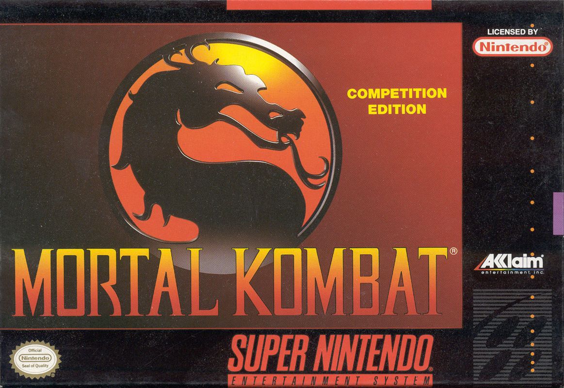 Mortal Kombat box art for Super Nintendo